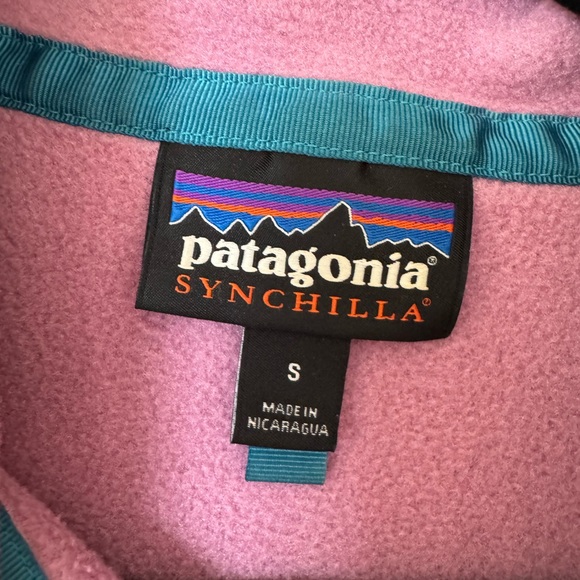 Women’s Small Navy and Pink Patagonia Synchilla Snap T Fleece Pullover - Picture 4 of 8